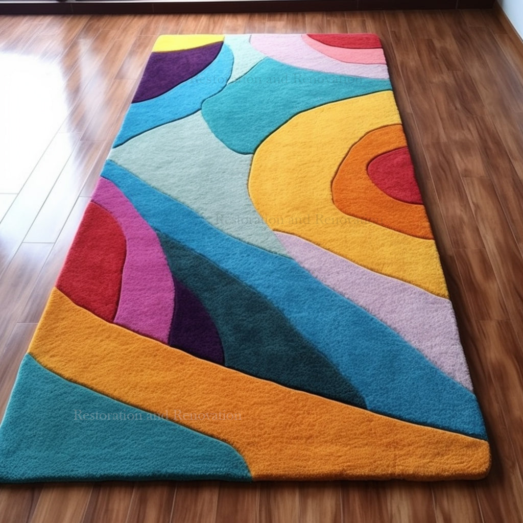 Modern Art-Inspired Wool Runner Rug