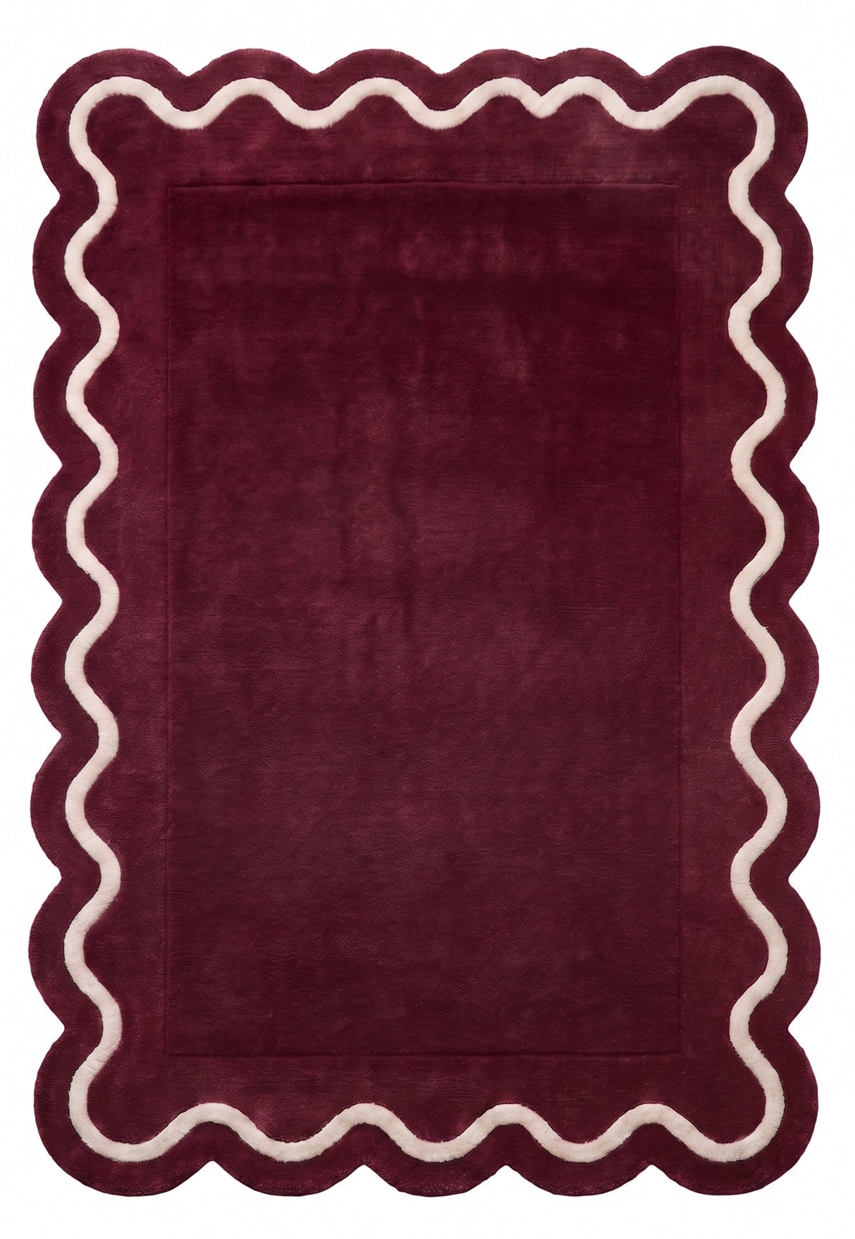 Modern Hand Tufted Wool Rug | Handmade Scalloped Border Carpet