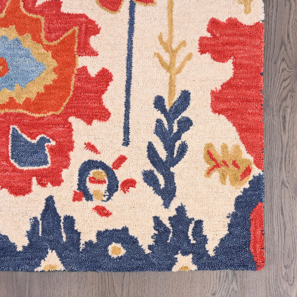 Handmade Oushak Wool Area Rug – Featuring Floral and Botanical Patterns in Soft Tones