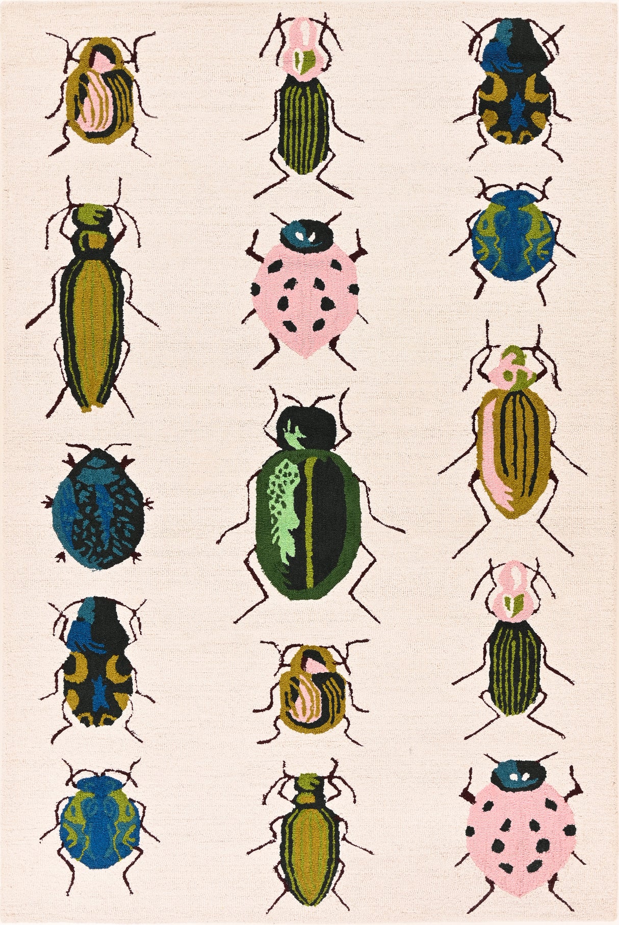 Colorful Beetle-Inspired Hand-Tufted Wool Rug – Eco-Friendly, Soft & Durable Carpet