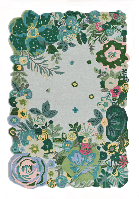 Handmade Floral Irregular Wool Area Rug