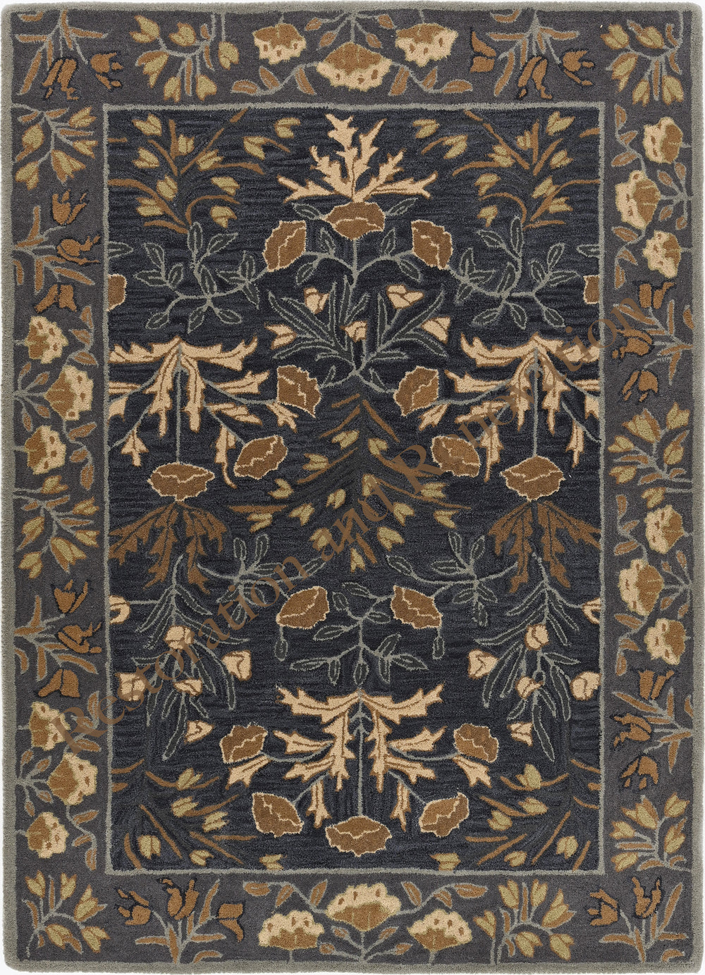 Hand-Tufted Adeline Wool Rug in Beige/Blue with Traditional Floral Tulip Design