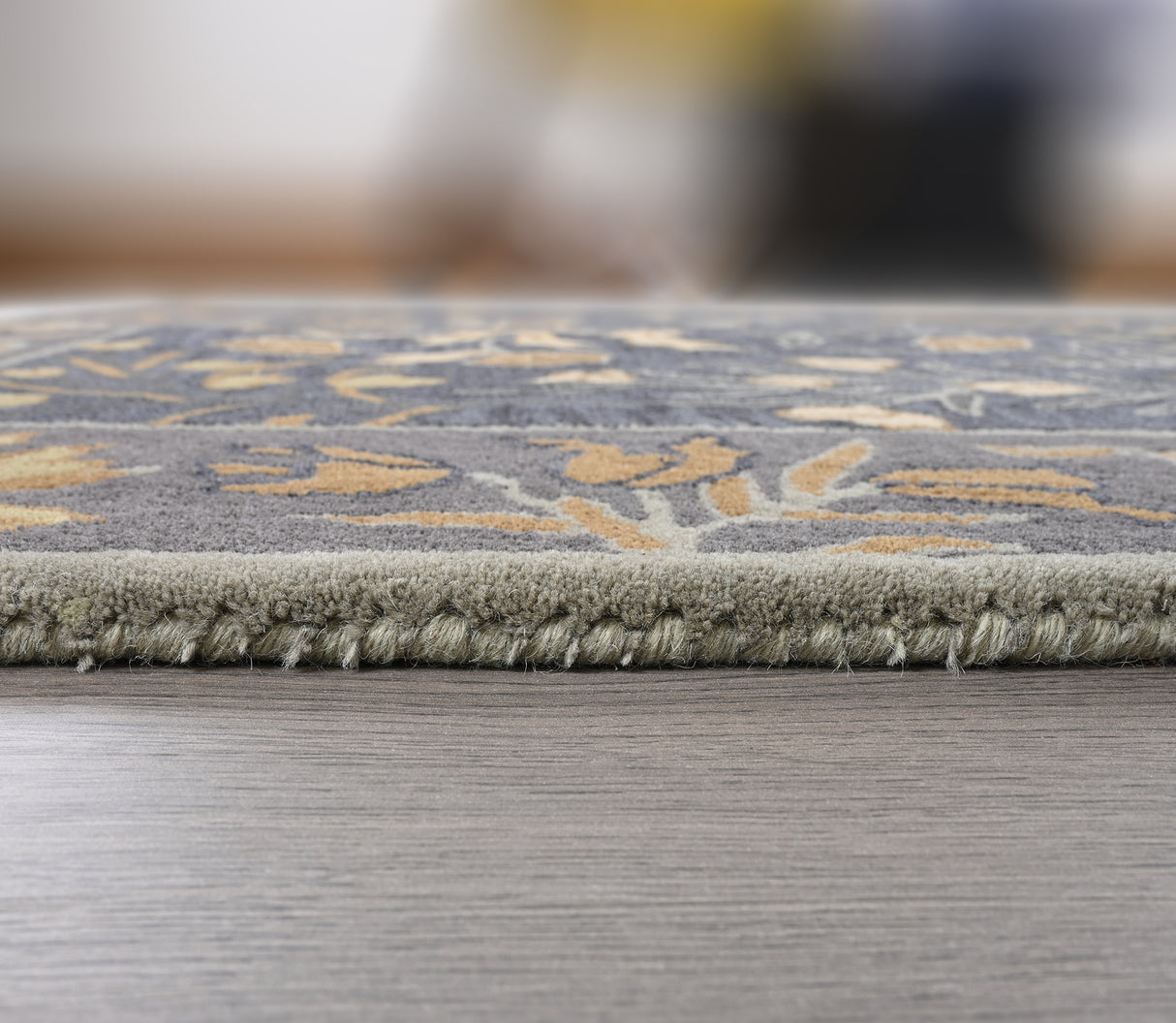 Hand-Tufted Adeline Wool Rug in Beige/Blue with Traditional Floral Tulip Design