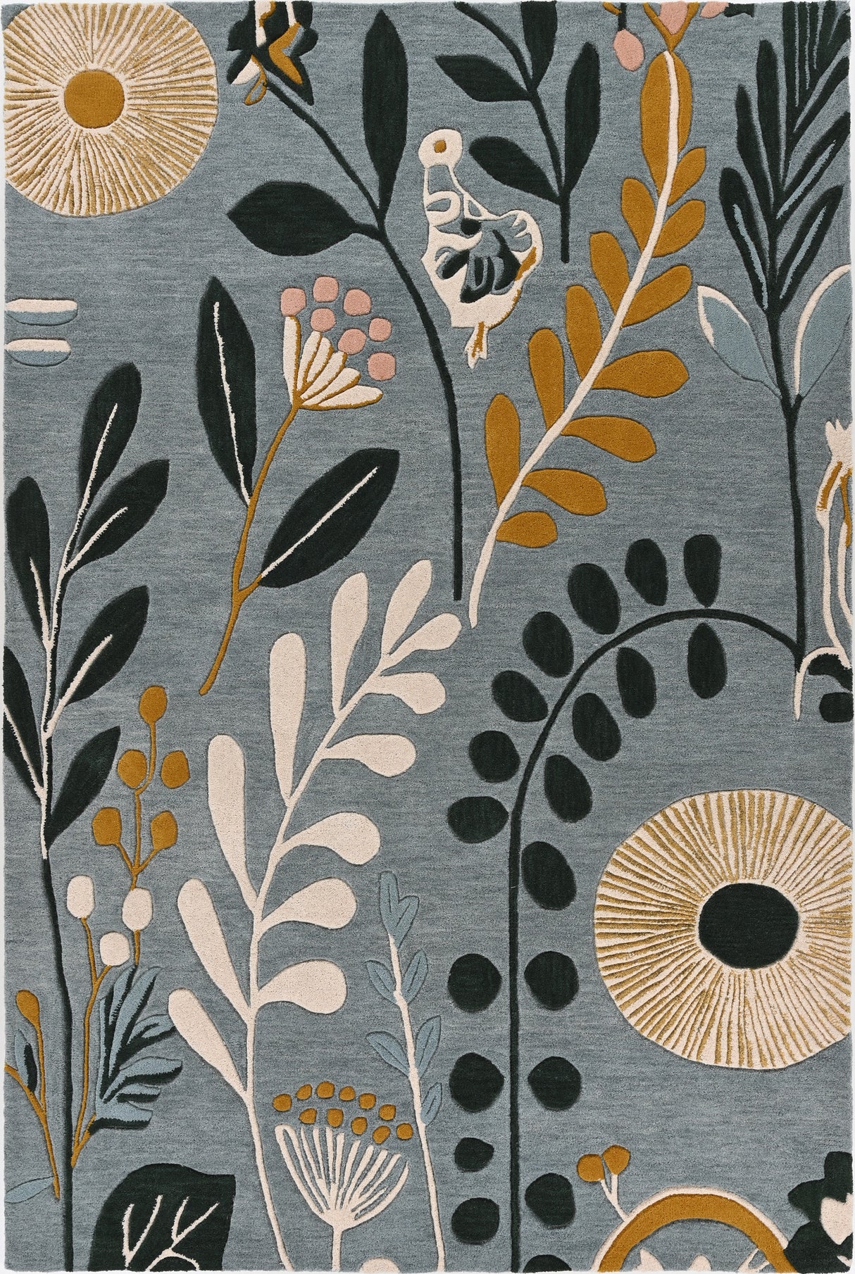 Hand-Tufted Wool Area Rug - Modern Floral Design, Soft & Durable, Non-Slip & Pet-Friendly Carpet for Living Room & Bedroom