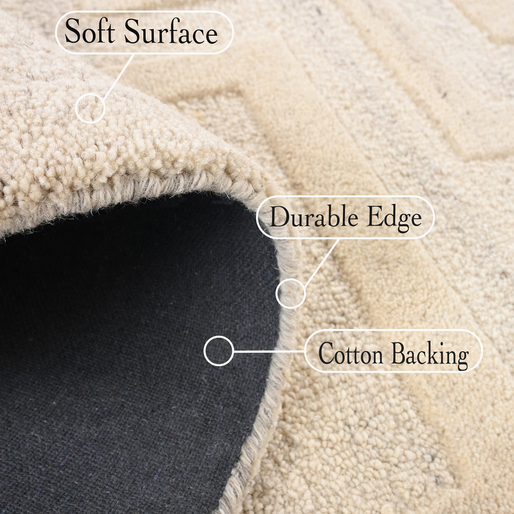 Geometric Wool Rug – Hand-Tufted, Modern Maze Design, Soft & Durable