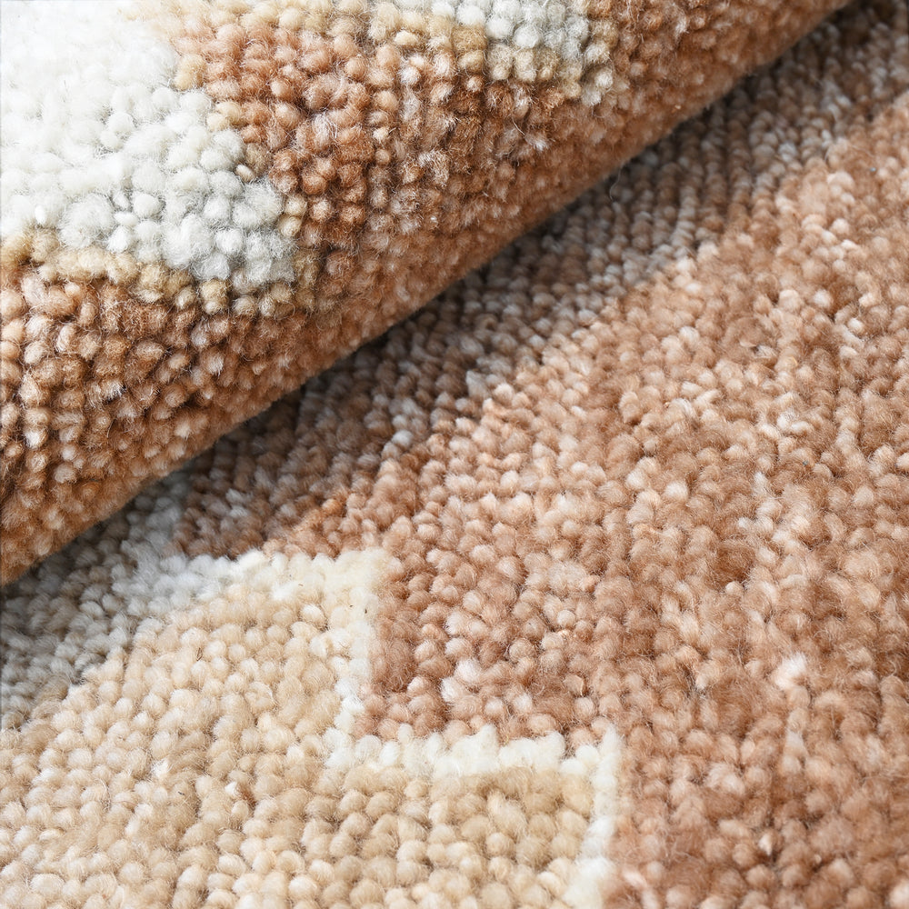 Hand-Knotted Wool Rug – Tribal Medallion Design in Natural Tones