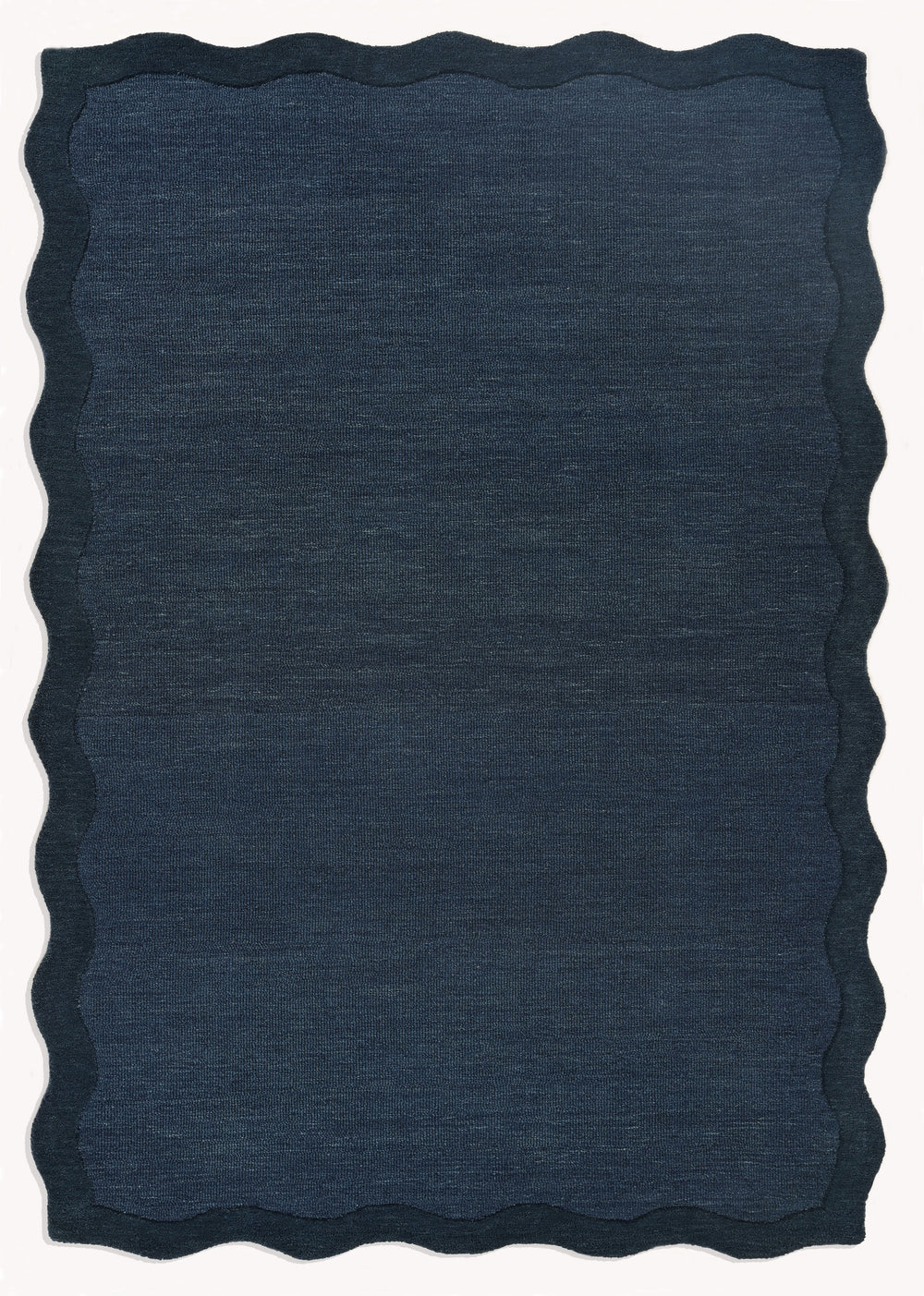 Scalloped Wool Rug – Hand-Tufted, Thick & Soft, Wavy Edge with Cotton Backing