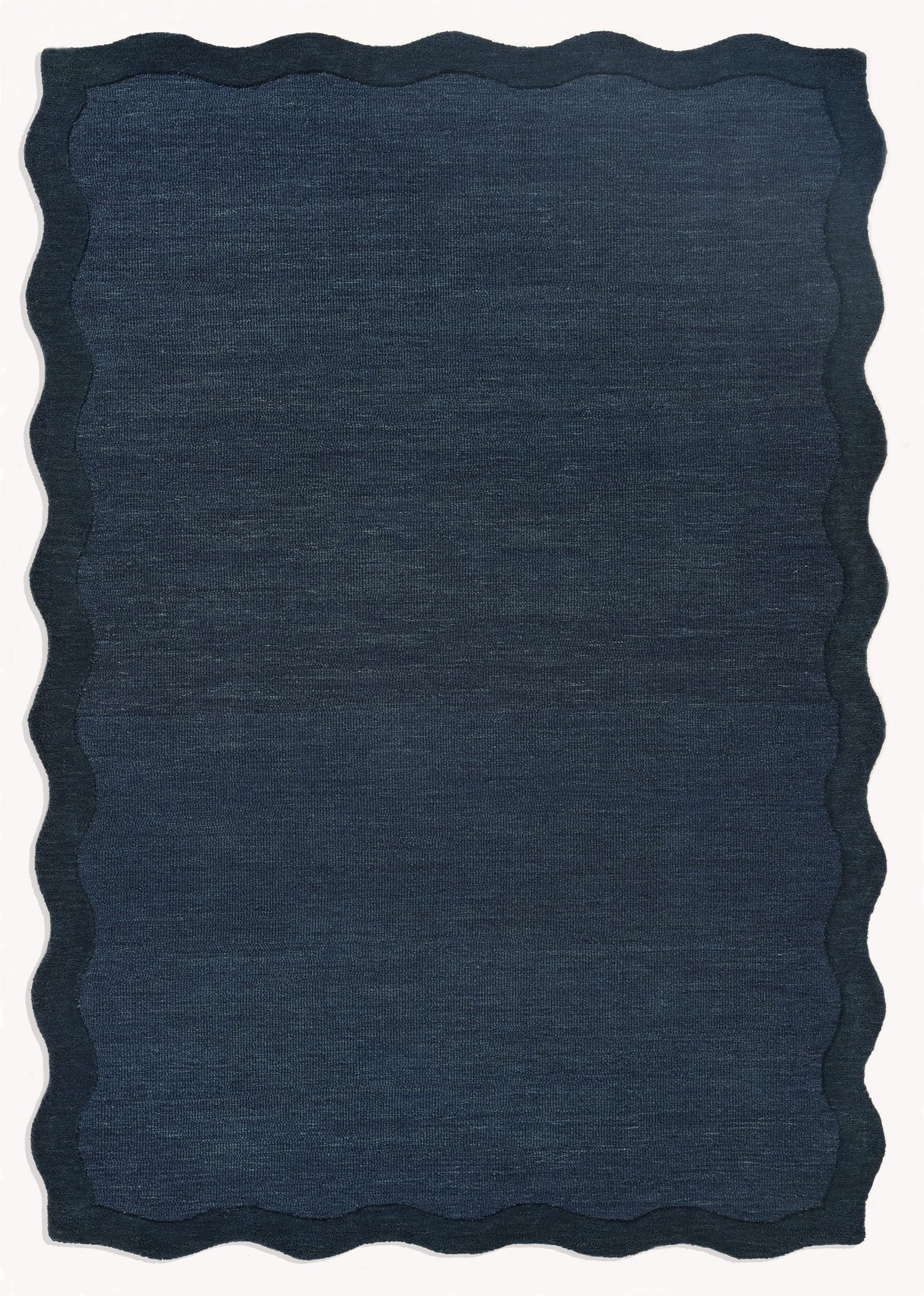 Scalloped Wool Rug – Hand-Tufted, Thick & Soft, Wavy Edge with Cotton Backing