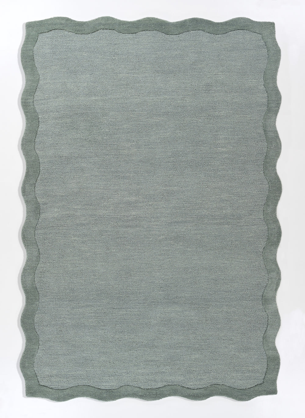 Scalloped Wool Rug – Hand-Tufted, Thick & Soft, Wavy Edge with Cotton Backing