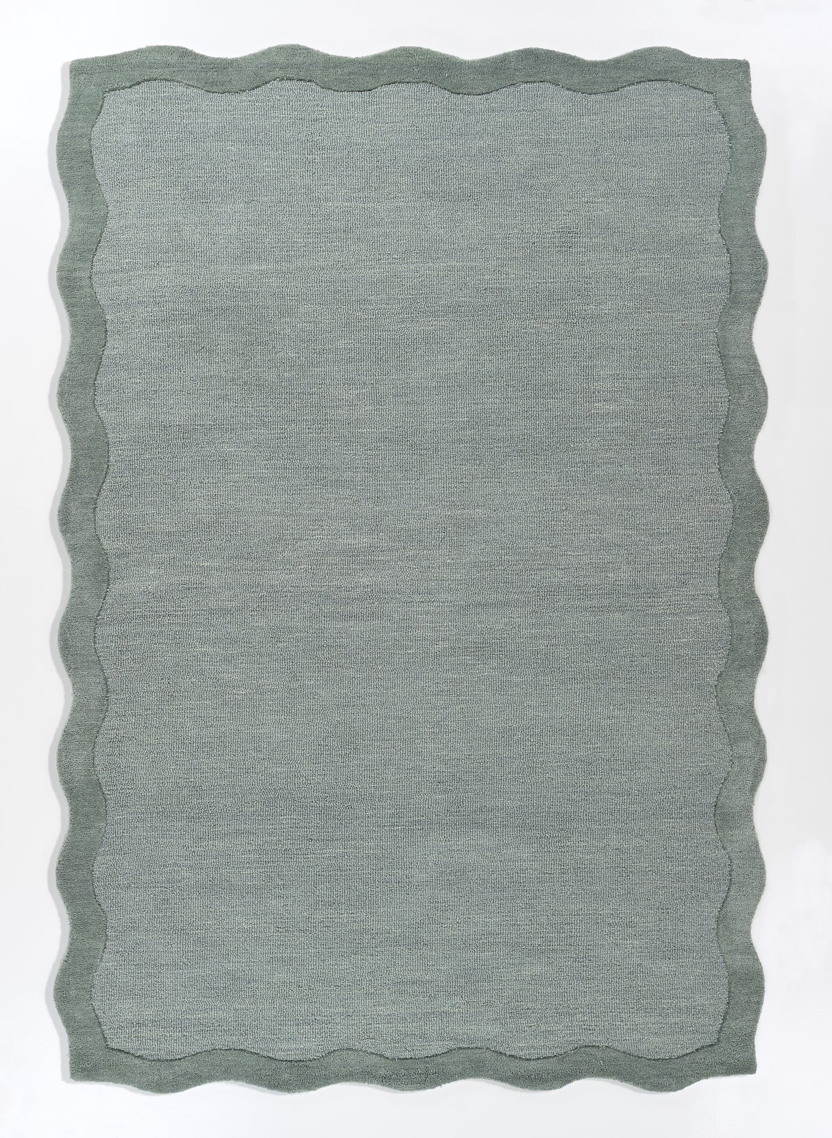 Scalloped Wool Rug – Hand-Tufted, Thick & Soft, Wavy Edge with Cotton Backing