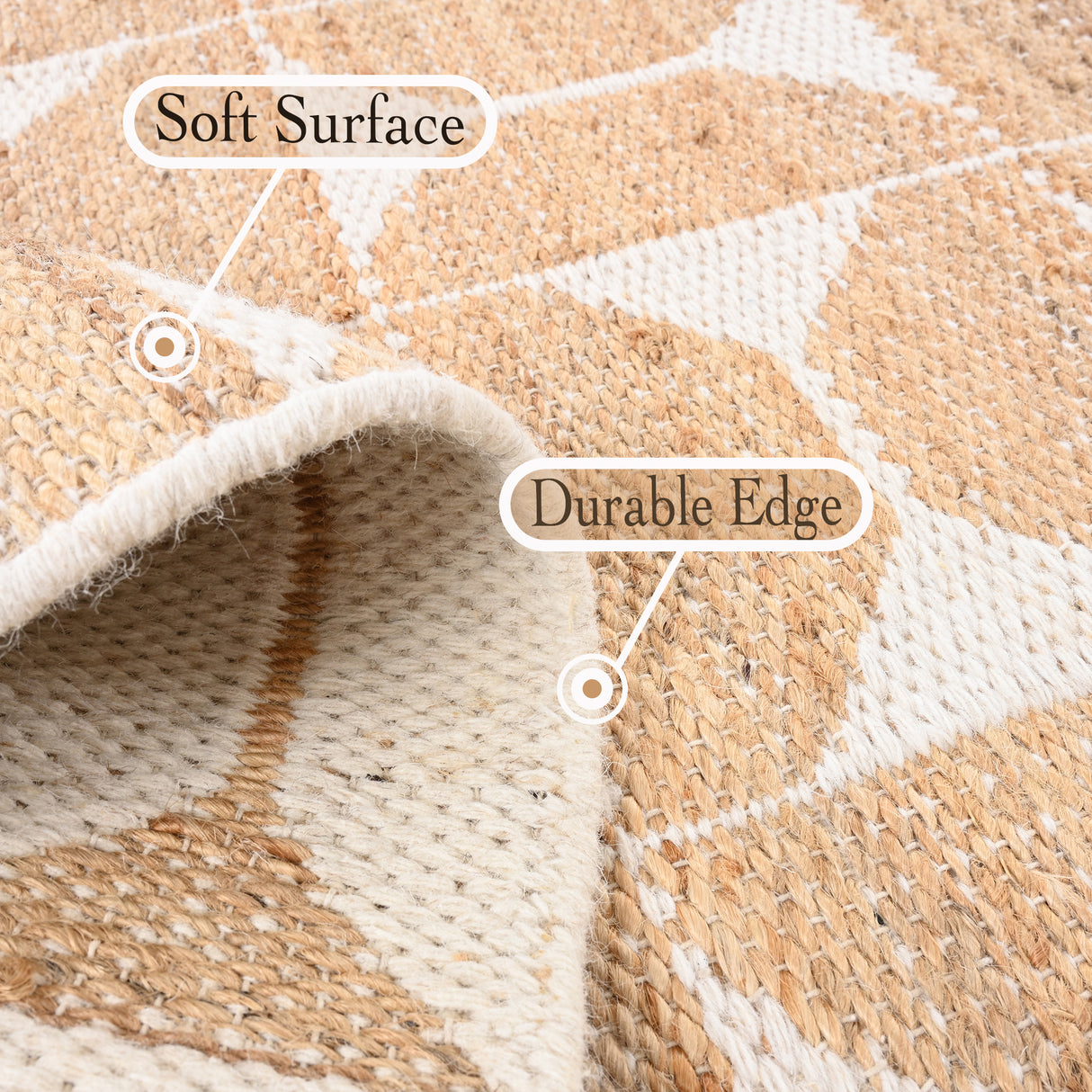 Handwoven Jute Rug with Cotton Base