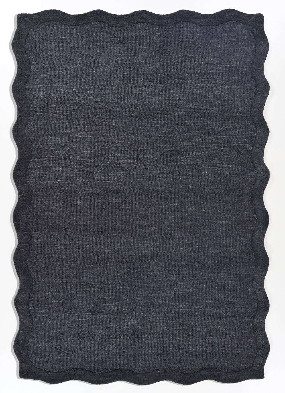 Scalloped Wool Rug – Hand-Tufted, Thick & Soft, Wavy Edge with Cotton Backing