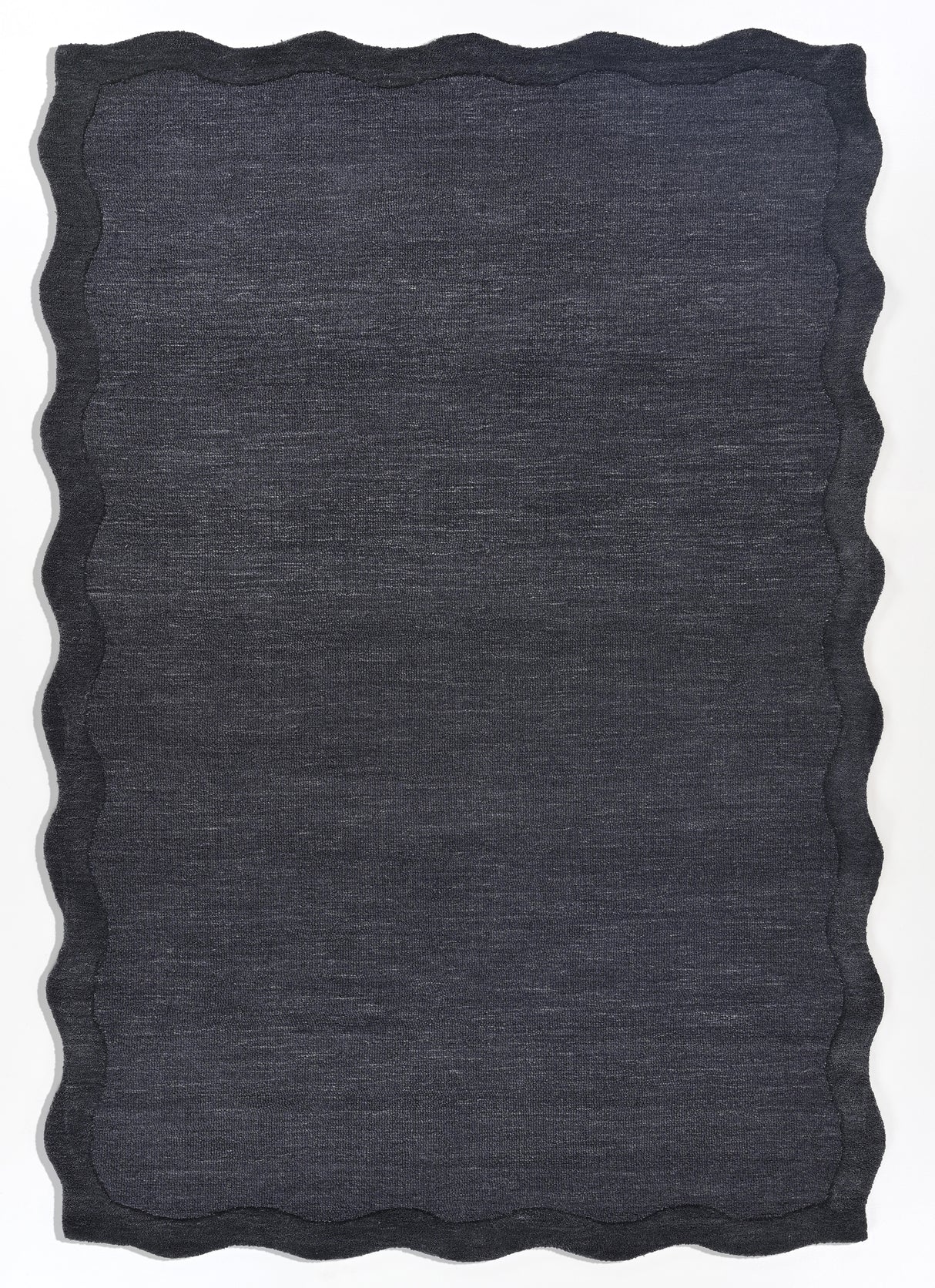 Scalloped Wool Rug – Hand-Tufted, Thick & Soft, Wavy Edge with Cotton Backing