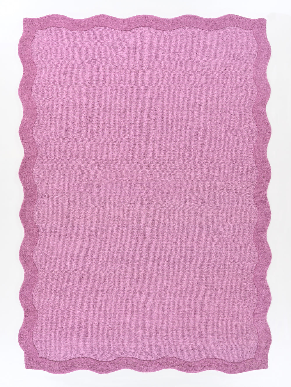 Scalloped Wool Rug – Hand-Tufted, Thick & Soft, Wavy Edge with Cotton Backing