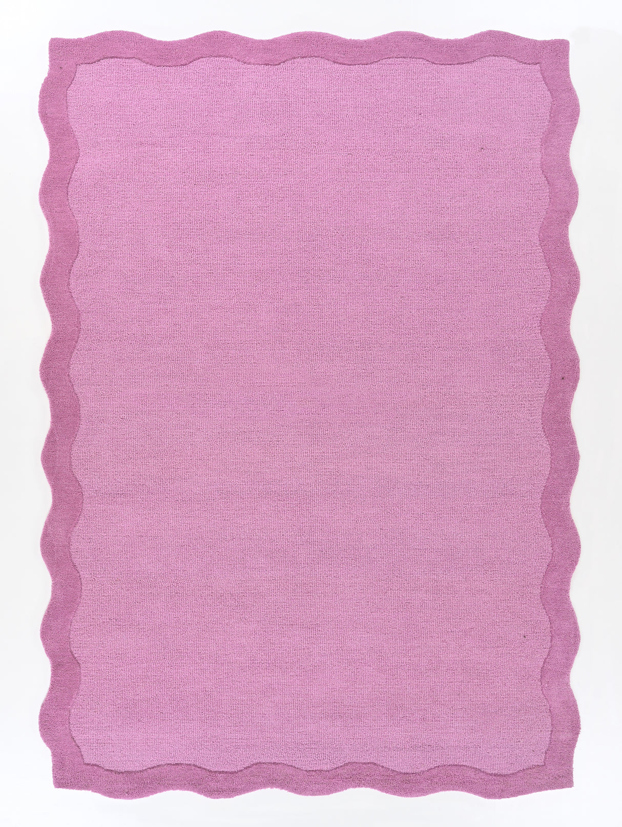 Scalloped Wool Rug – Hand-Tufted, Thick & Soft, Wavy Edge with Cotton Backing