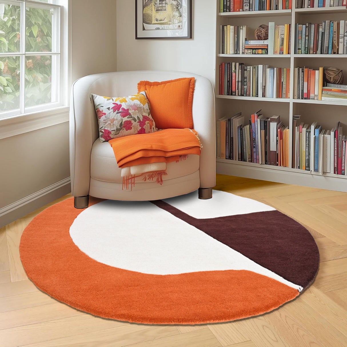 Hand-Tufted Round Wool Rug – Modern Circular Design, 100% Natural Wool