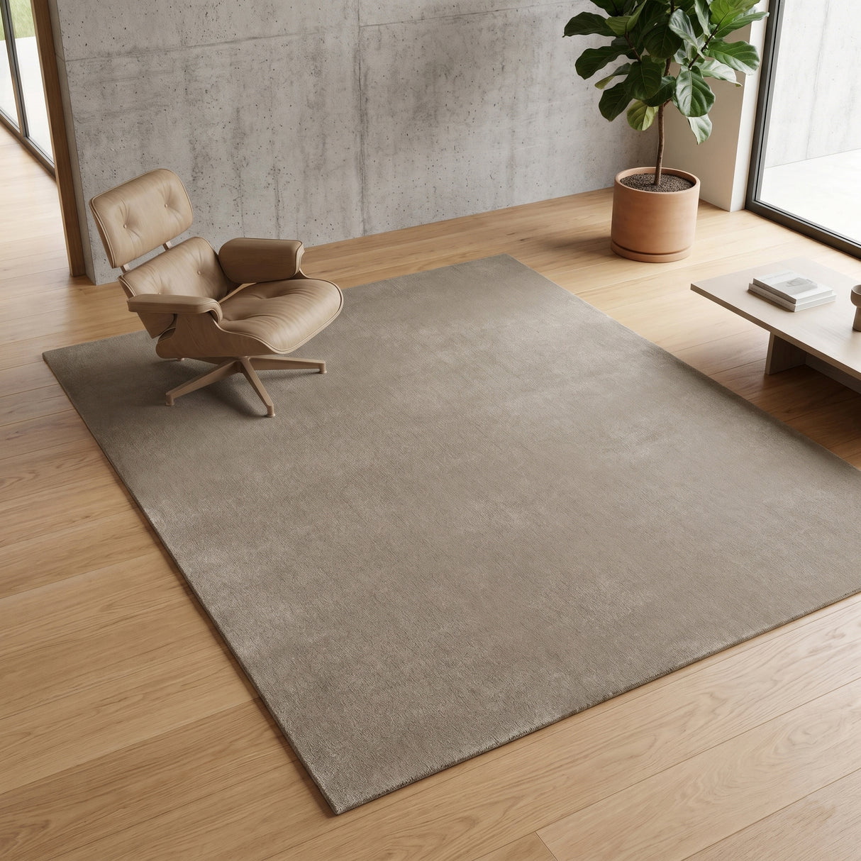 Solid Hand Tufted Wool Area Rug, Soft Plush Carpet