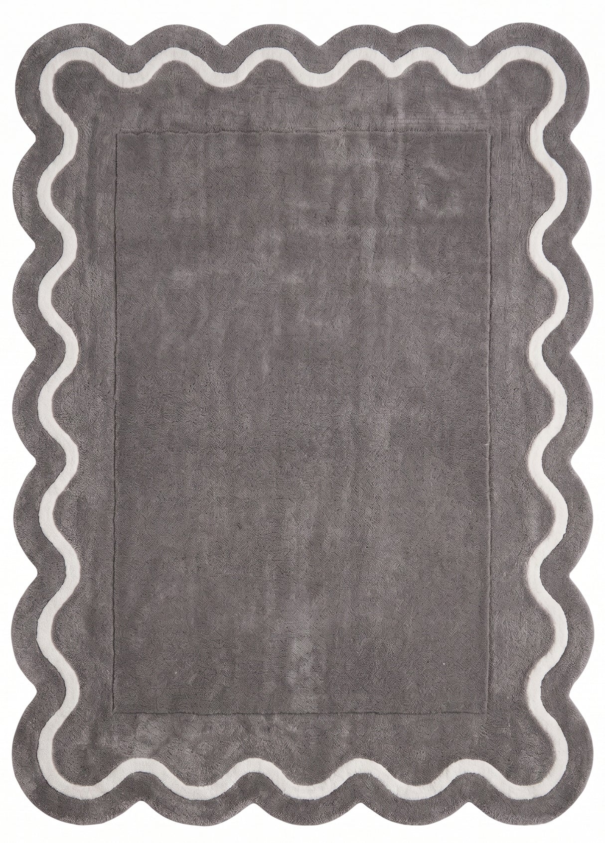 Modern Hand Tufted Wool Rug | Handmade Scalloped Border Carpet