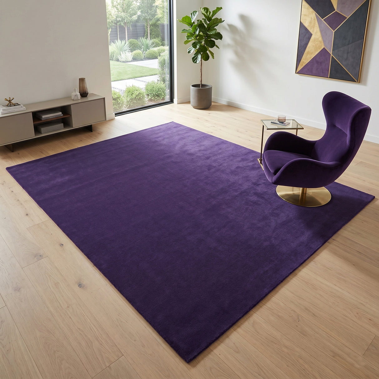 Solid Hand Tufted Wool Area Rug, Soft Plush Carpet