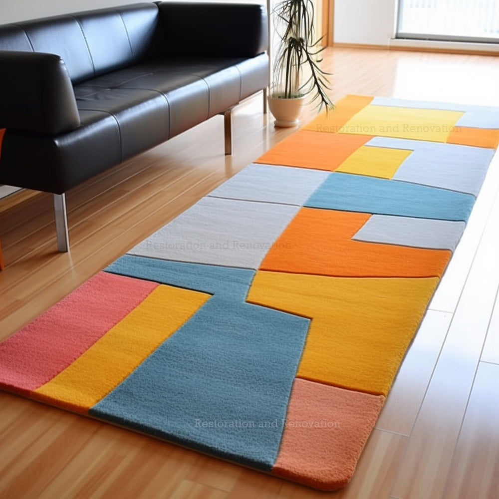 Modern Art-Inspired Wool Runner Rug