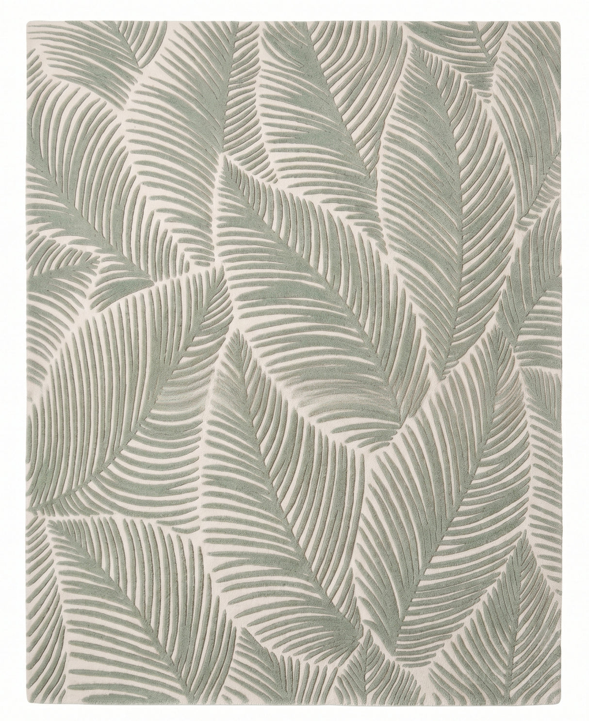 Hand Tufted Wool Area Rug, Tropical Palm Leaf Botanical Design