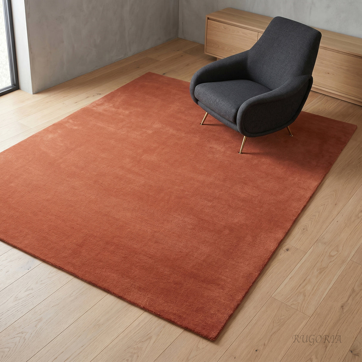 Solid Hand Tufted Wool Area Rug, Soft Plush Carpet