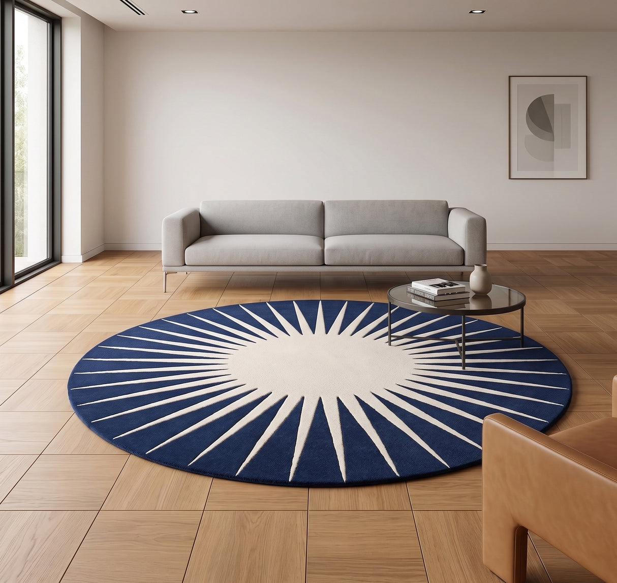 Modern Round Area Rug – Hand-Tufted with 100% New Zealand Wool