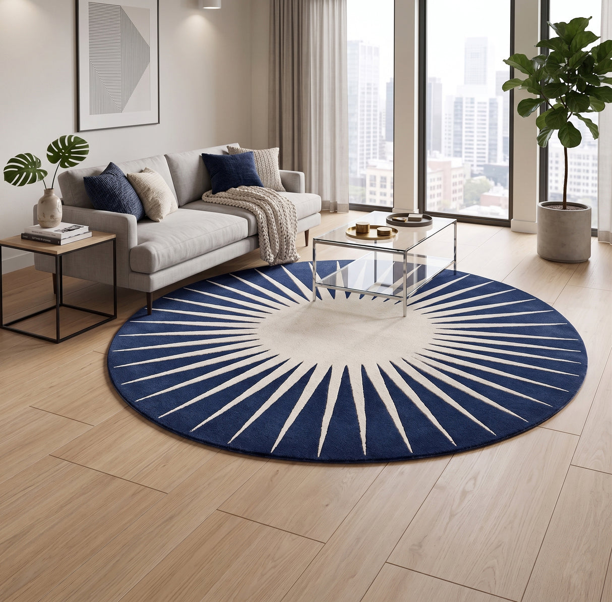 Modern Round Area Rug – Hand-Tufted with 100% New Zealand Wool