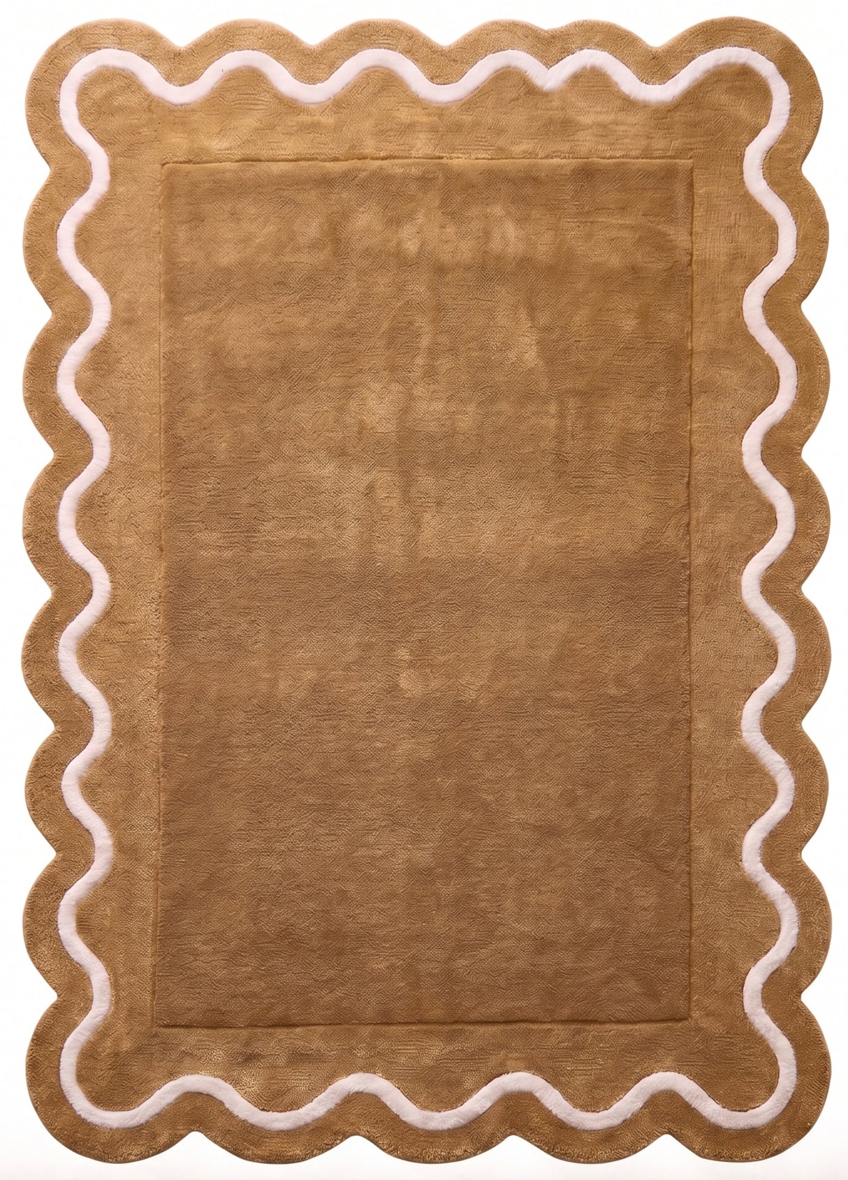 Modern Hand Tufted Wool Rug | Handmade Scalloped Border Carpet