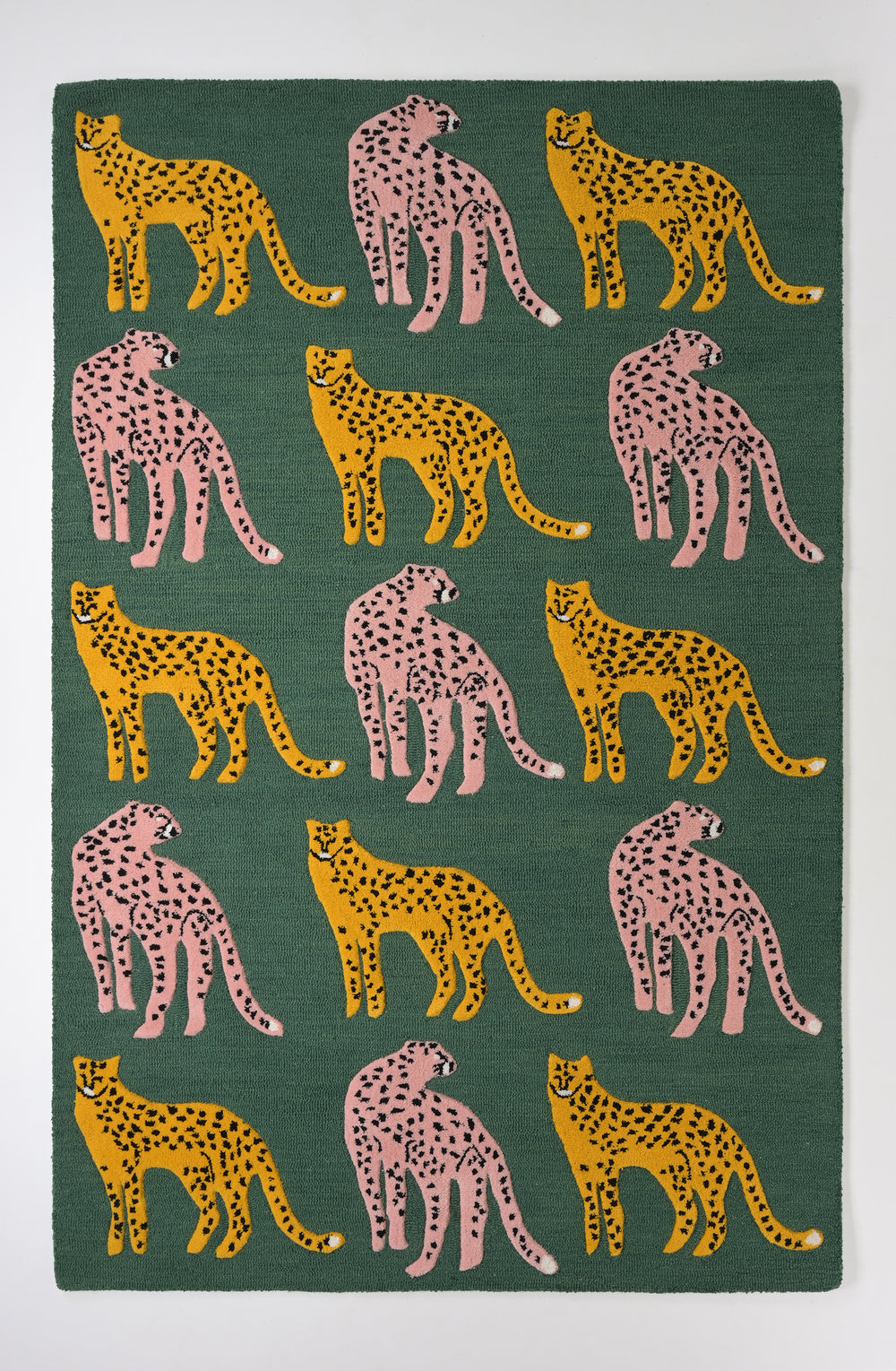 Catwalk Jungle Safari Wool Rug – Hand-Tufted, Plush Green Animal Print Carpet