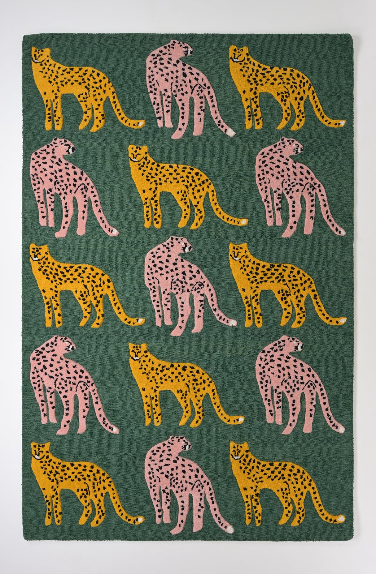 Catwalk Jungle Safari Wool Rug – Hand-Tufted, Plush Green Animal Print Carpet