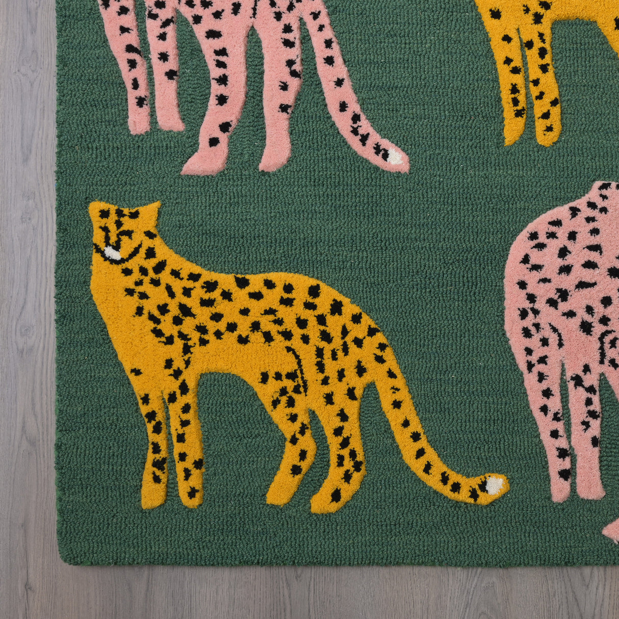 Catwalk Jungle Safari Wool Rug – Hand-Tufted, Plush Green Animal Print Carpet