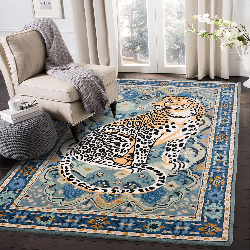 Hand-Tufted Wool Rug – Cheetah Pattern, Thick & Soft Texture