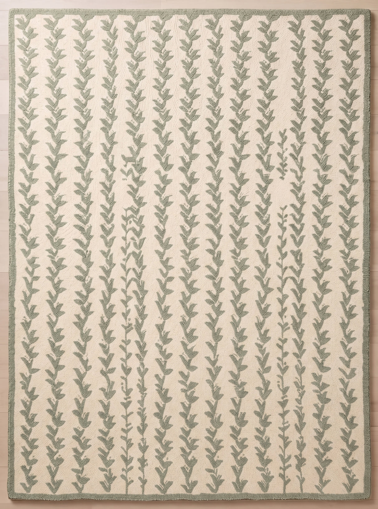 Hand-Tufted Wool Area Rug, Botanical Vine Pattern, Soft Thick Wool Carpet