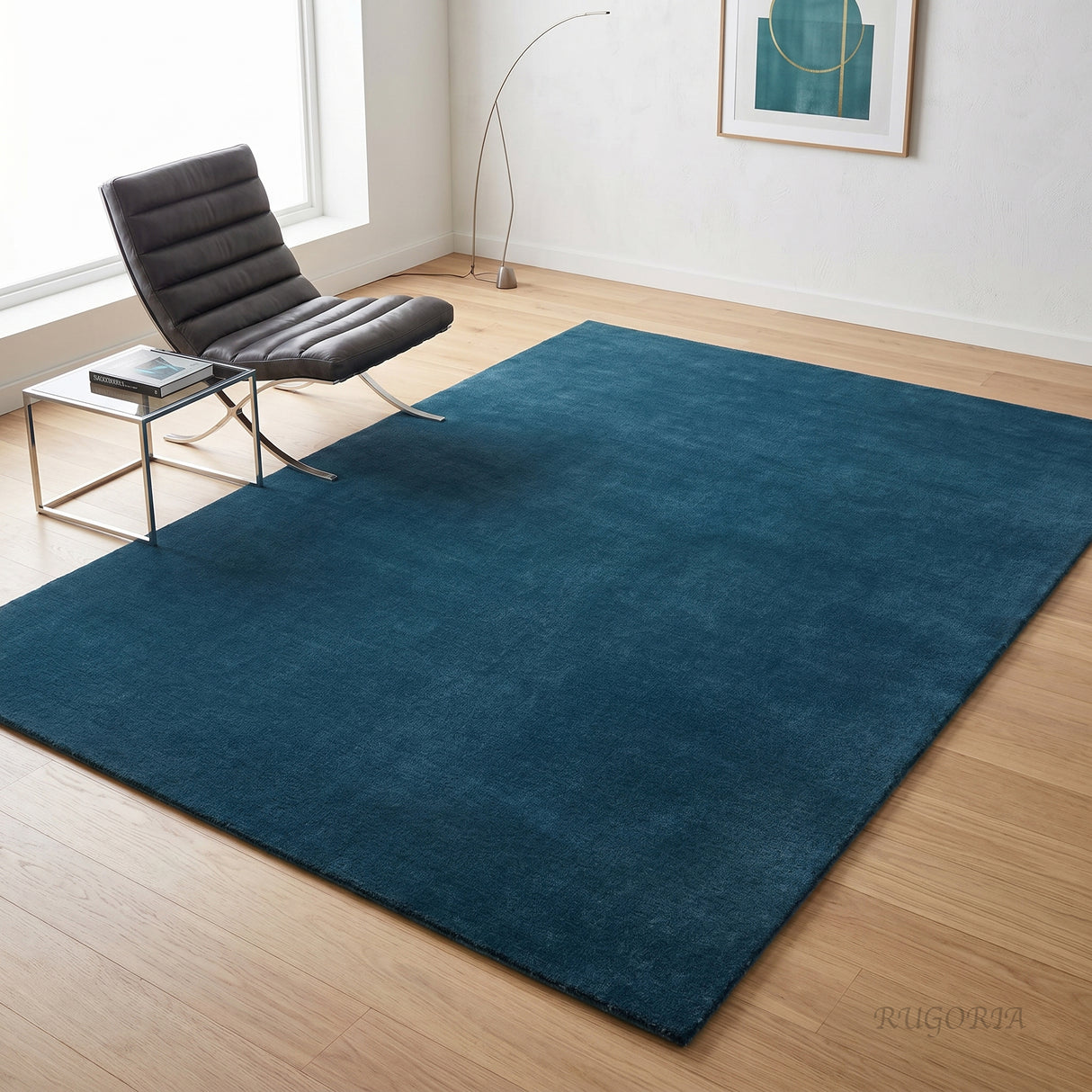 Solid Hand Tufted Wool Area Rug, Soft Plush Carpet