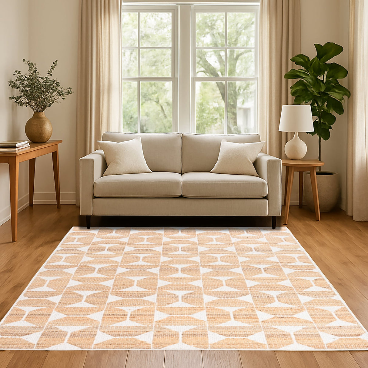 Handwoven Jute Rug with Cotton Base