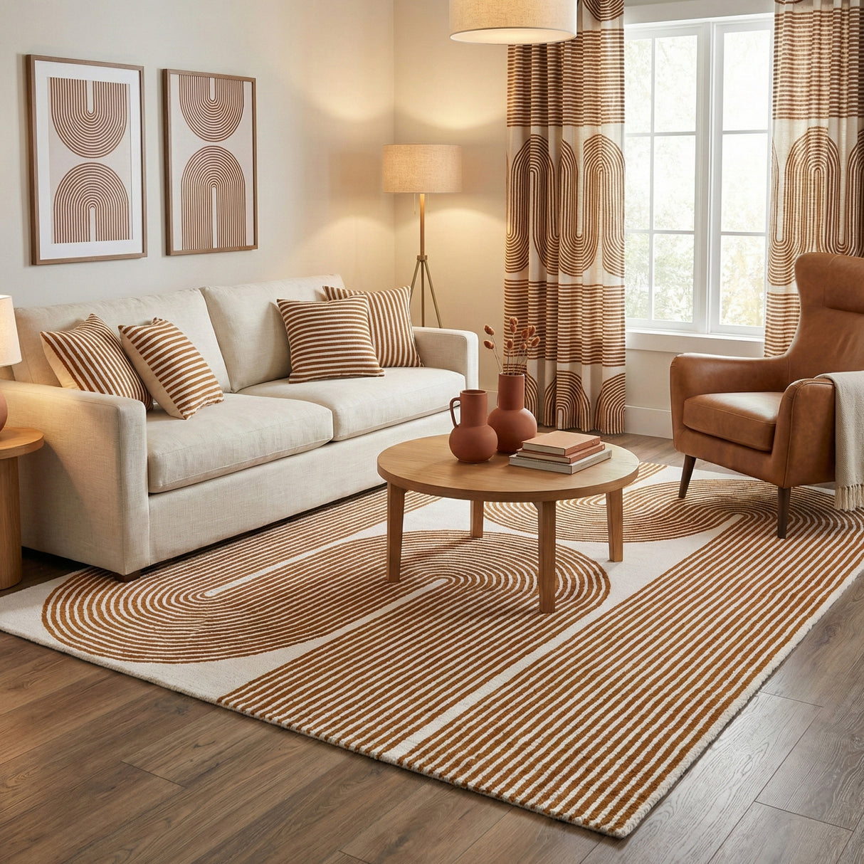 Gold, Ink & Olive Modern Hand-Tufted Wool Area Rug