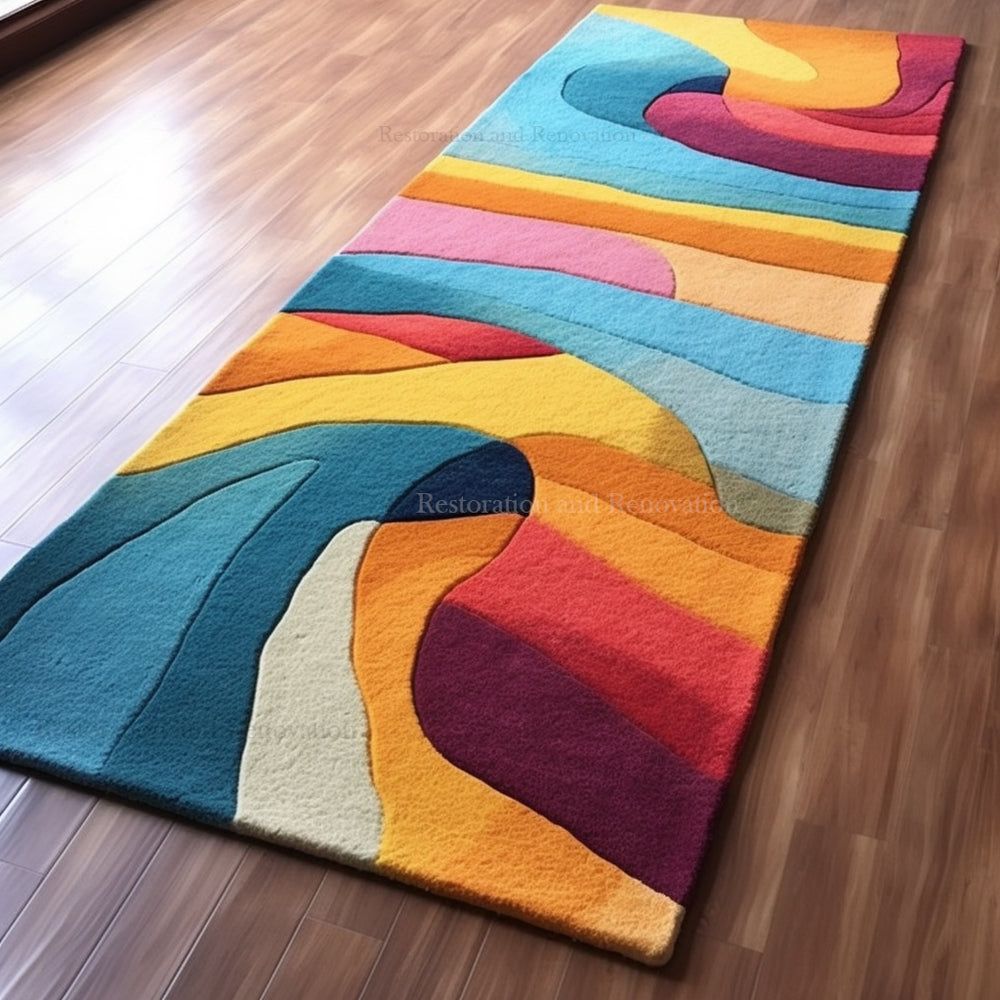 Modern Art-Inspired Wool Runner Rug