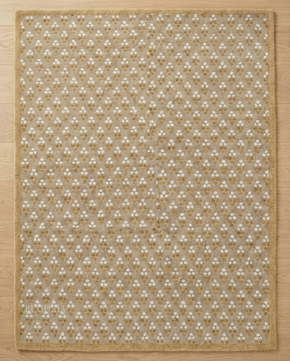 Hand Tufted Wool Area Rug Floral Dot Pattern