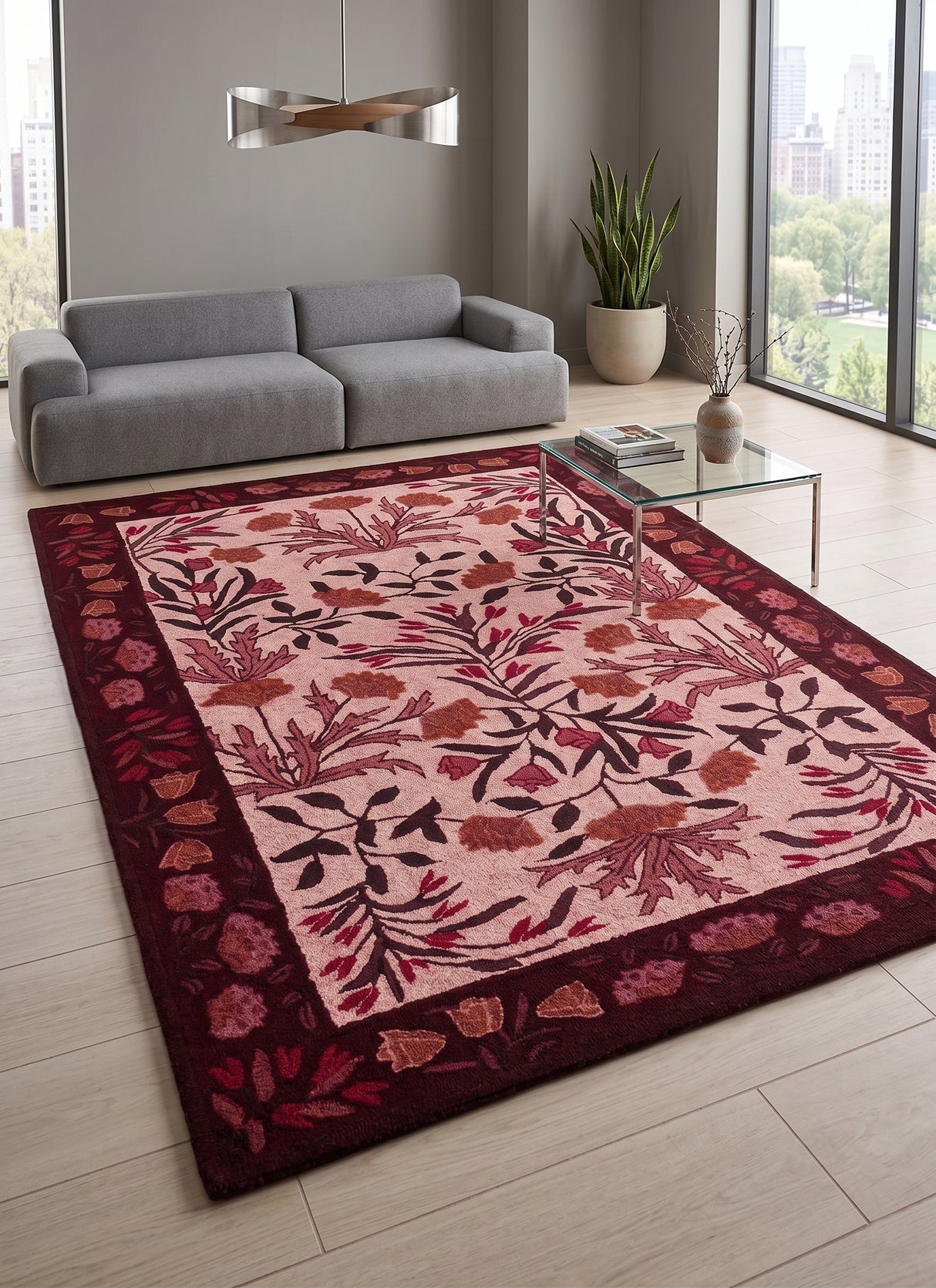 Hand-Tufted Adeline Wool Rug with Traditional Floral Tulip Design