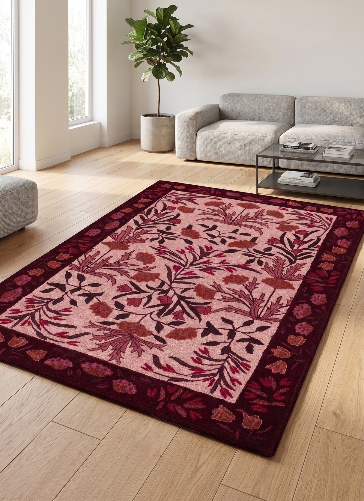 Hand-Tufted Adeline Wool Rug with Traditional Floral Tulip Design