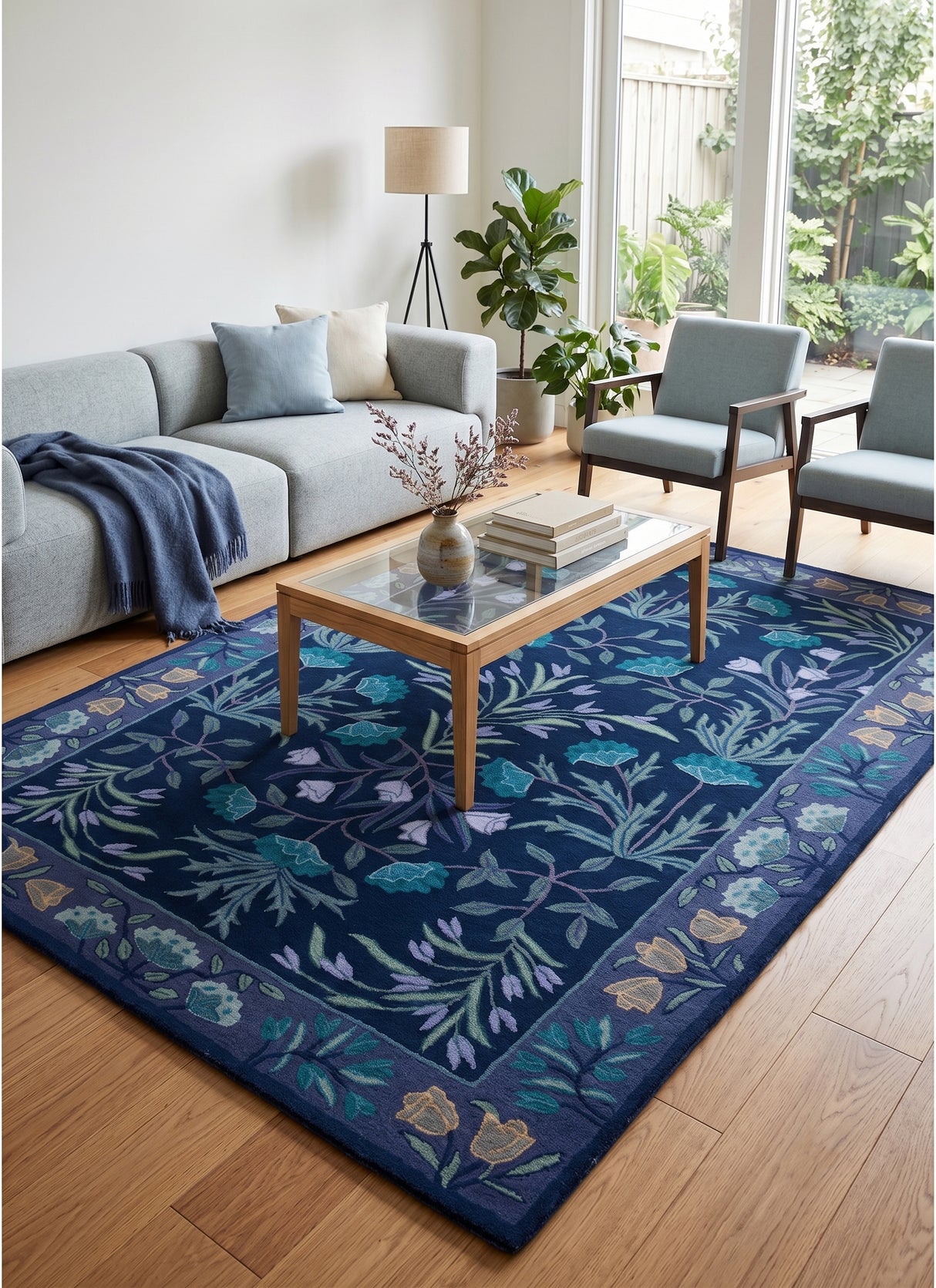 Hand-Tufted Adeline Wool Rug with Traditional Floral Tulip Design