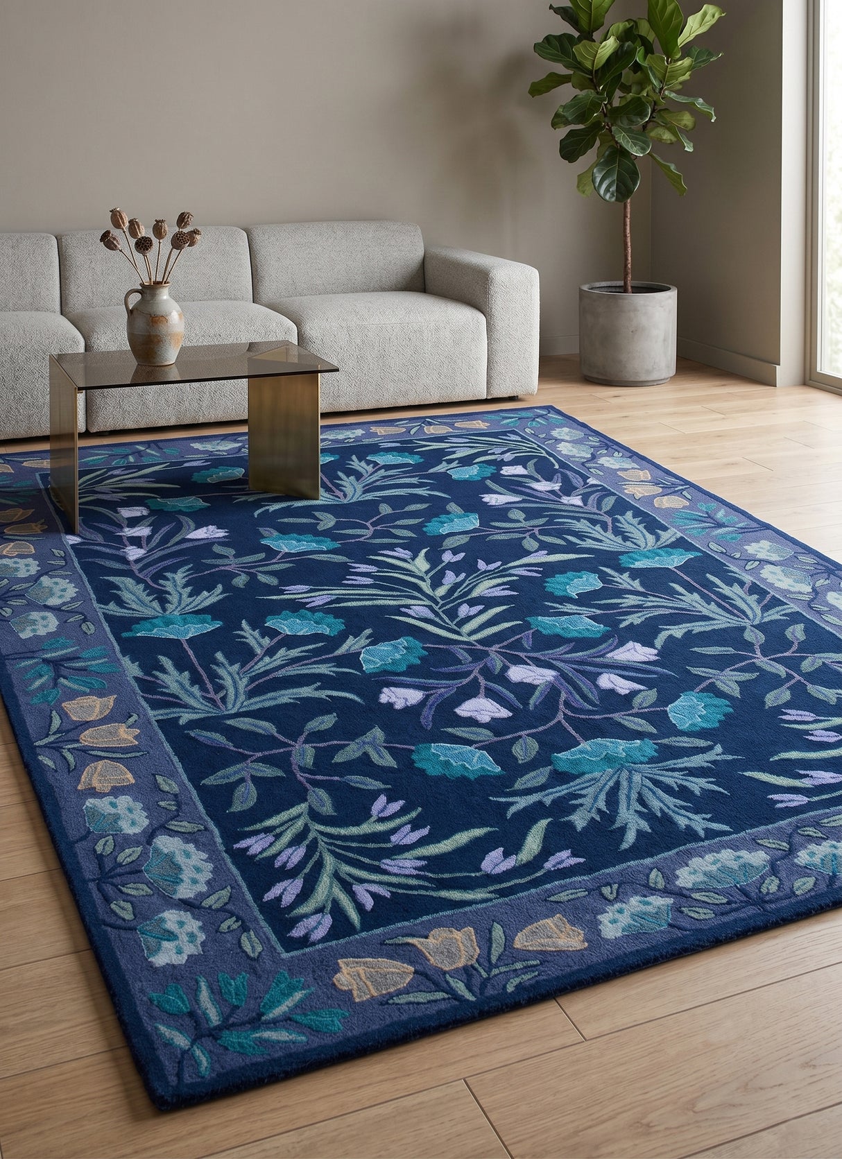 Hand-Tufted Adeline Wool Rug with Traditional Floral Tulip Design