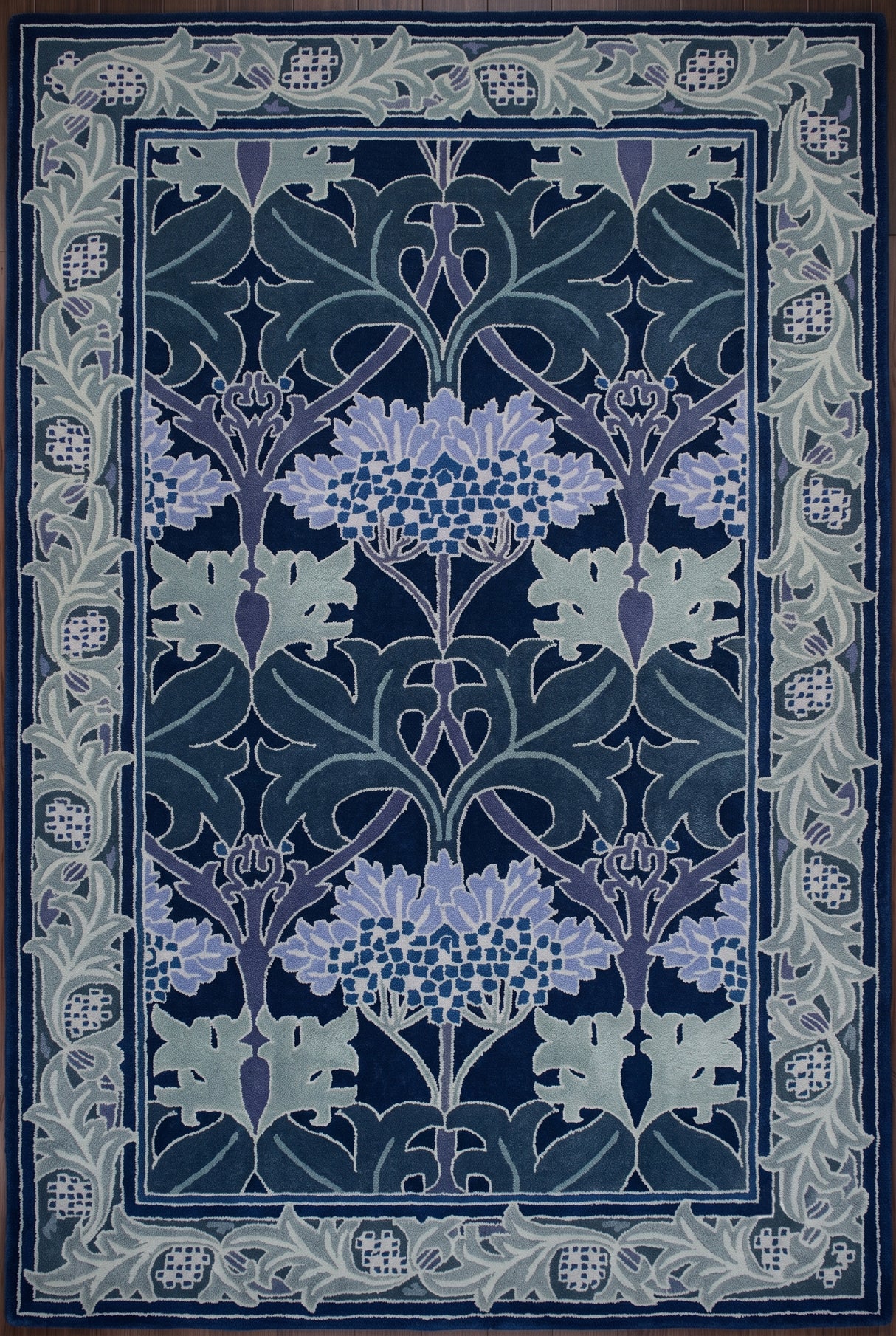 Handmade W Morris Traditional Oriental 100% Wool Area Rug