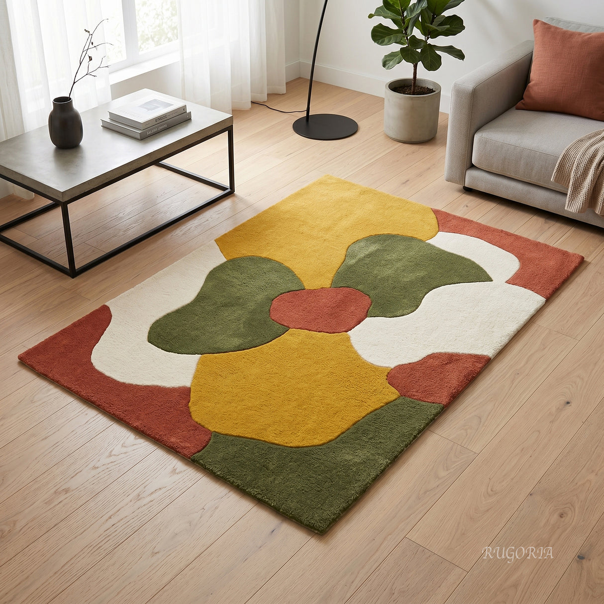 Modern Collection Hand-Tufted Wool Rug, Soft Plush Handmade Carpet