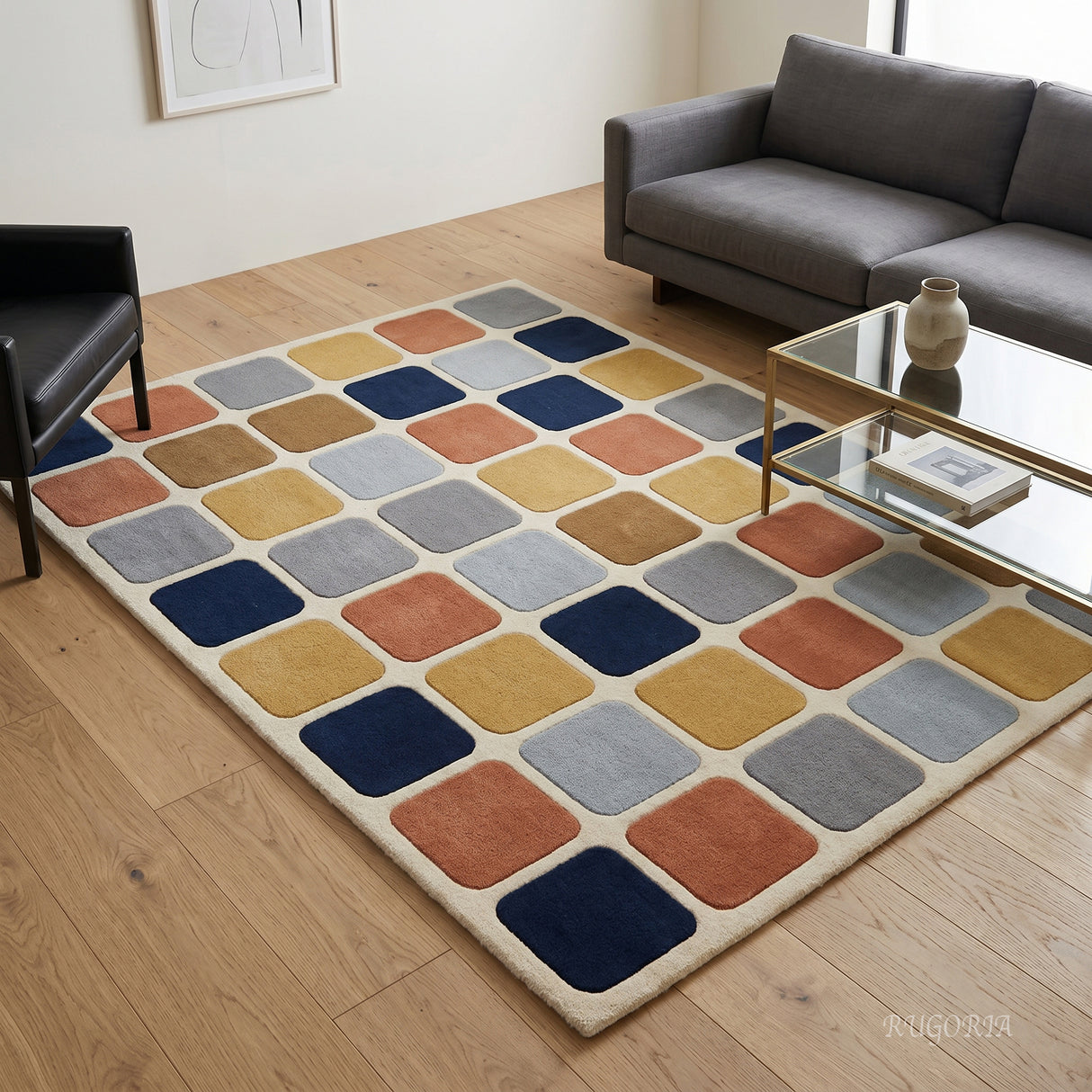Modern Collection Hand-Tufted Wool Rug, Soft Plush Handmade Carpet