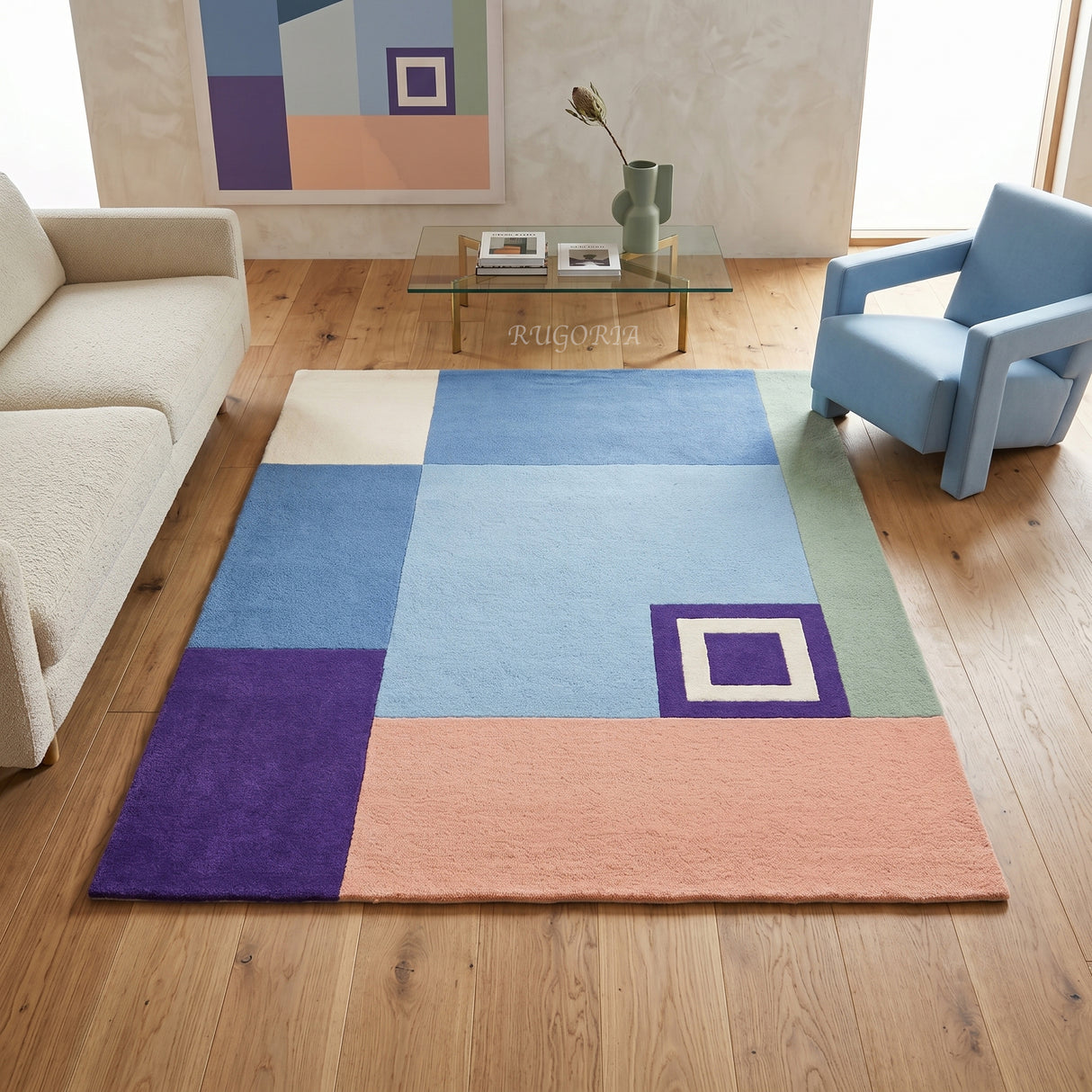 Modern Collection Hand-Tufted Wool Rug, Soft Plush Handmade Carpet