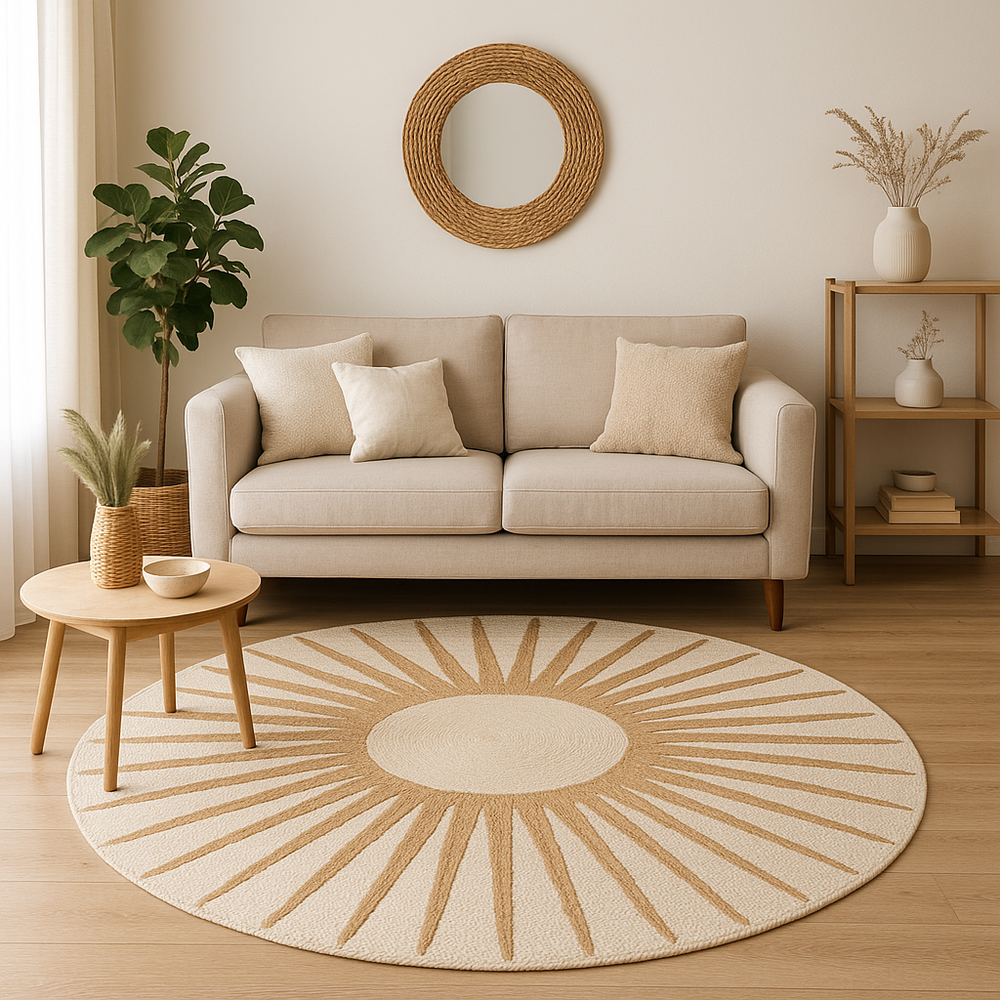 Round Jute Rug – Handwoven Natural Fiber Accent Rug