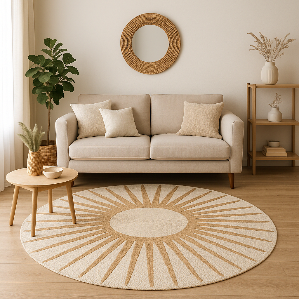 Round Jute Rug – Handwoven Natural Fiber Accent Rug