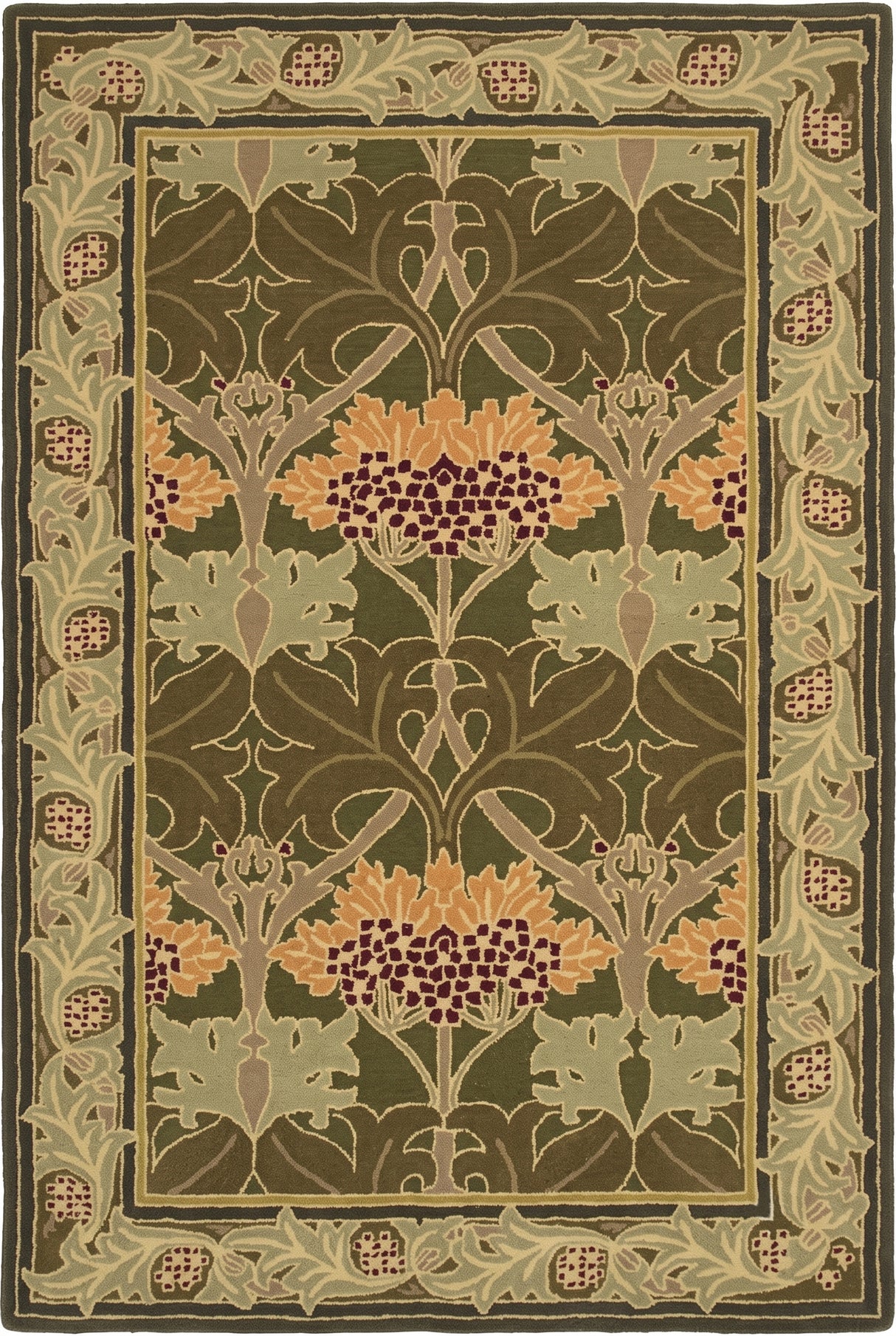 Handmade W Morris Traditional Oriental 100% Wool Area Rug